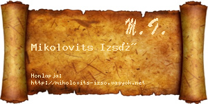 Mikolovits Izsó névjegykártya